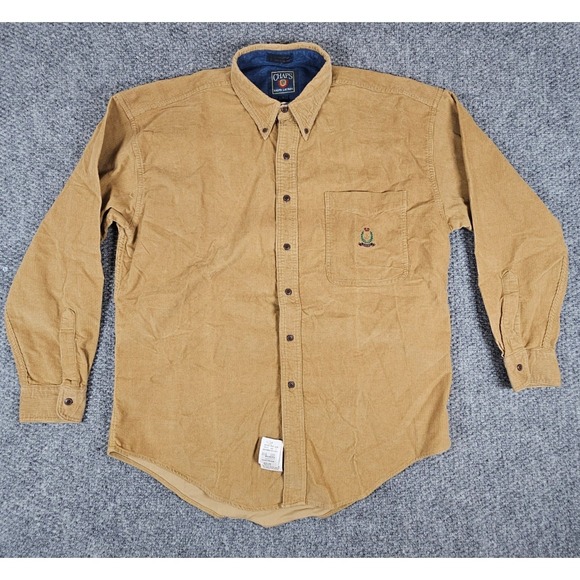 Vintage CHAPS Ralph Lauren Mens Corduroy Button Down Shirt L Long Sleeve Pocket - Picture 2 of 8